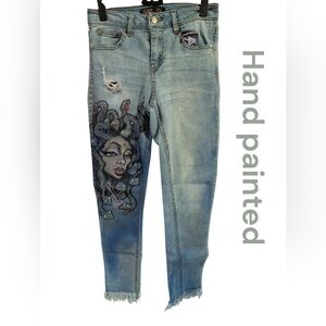 🎨✨ Ci Sono Hand-Painted Artistic Skinny Jeans — Blue ✨🎨